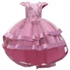 Fille Robes Sequin Trail Princesse Robe Pour Les Filles De Mariage Élégant Vêtements Enfants Fête D'anniversaire Applique Première Communion