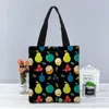 Bolsas de noche Patrón de fruta personalizado Bolsa de asas Tela de lona Bolso Dos lados Impreso Compras Viajes Casual Hombro útil 1208