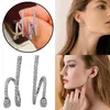 Backs Earrings Micro Inset Zircon Double Vertical Bar Geometric Name Warm Lady Everything With Light Luxury Ear Clip