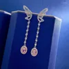 Boucles d'oreilles à tige en argent 2023 925, Style Ins européen et américain, diamant rose de 4 à 6mm, pleine femelle