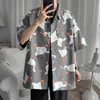 Mens Casual Shirts Ruffian Shirt Mens Kort ärm Trend Summer Fashion Märke Ins 5Sleeve Shirt Loose Casual Camisa Masculina Camisas Hombre 230413