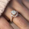 Cluster Rings 18k Rose Gold Color Zircon Diamonds Gemsten för kvinnor Fashion Engagement Band Jewelry Bijoux Bague Gifts Tillbehör