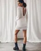 Casual Dresses 2024 Crochet Short Dress Round Neck Long Sleeve Cotton Beach Style Hollow Out Knitted Sundress Sexy Loose