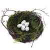 Decoratieve bloemen Tuba ornament Bird Nesten Crafts Rattan Fake Eggs Pasen Hideaway