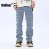 Men s Jeans Kakan European and American Patch Wear Tassel Hole Spliced Straight Leg Denim Pants K73 P090 231113
