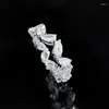 Clusterringen 925 zilveren peervormige waterdruppels 3 5 rijen ins koude wind gestapelde diamanten ring