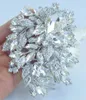 Hårklipp 4.33 "Bröllop Bridal Flower Comb Clear Rhinestone Crystal FSE04672C1