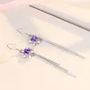 Brincos pendurados cristal zircão diamantes pedras preciosas flores gota para mulheres 18k ouro branco joias cheias acessórios coreanos da moda