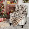 Coperte HX Fashion Throw Plaid a righe bianche blu Coperta di flanella Comoda per biancheria da letto Divano Auto Campeggio Tutte le stagioni Drop 231113