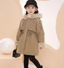G8040 Autumn Kids Designer Clothes Girl Winter Coats Thick Warm Fur Lapel Hooded Fleece Jacket Girls Coat