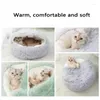 Cat Beds Round Plush Bed Warm Comfortable Puppy House Soft Long Nest For Small Dogs 2 In 1 Sleep Windproof Cama Perro