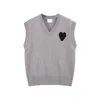 Amiparis Pull Amis Tricot Jumper Gilet Sweat Mode Col V Sans Manches Hiver AM I Paris Grand Coeur Coeur Love Jacquard Sweatshirts Amisweater FAD5