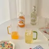 Tubllery Kreatywne kolory szklanki kubki Zatrużaj przezroczystą kubek Heatresanty Milk Square Glass Cugre do picia butelek do butelek kubek 230413