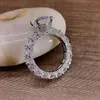 2023 Venta superior Anillos de bodas Joyería de lujo 925 Relleno de plata esterlina Corte redondo Topacio blanco CZ Diamante Eternidad Fiesta Mujeres Compromiso Anillo nupcial para regalo de amante