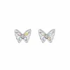 Stud Earrings Colorful Crystal Butterfly Pattern Authentic 925 Sterling Silver For Women Birthday Fairy Gift Novel Design