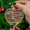 Christmas Decorations Book Lovers Heart Shaped Bookshelf Pendant Acrylic Drop Ornament Door Window Tree Car Hanging Decoration 231113