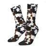 Men's Socks Cowhide Texture Print Men Women Crew Unisex Fun Animal Hide Leather Spring Summer Autumn Winter Dress