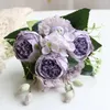 Decorative Flowers Selling 30cm Rose Silk Bouquet Peony Artificial Flower 5 Big Head 4 Small Bud Bride Wedding Home Decoration Artifi Decor