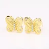 Stud Earrings Authentic 925 Sterling Silver Gold Shine Decorative Butterflies Fashion For Women Gift DIY Jewelry