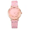 Wristwatches Cute Women's Watches Female Wrist Watch For Women Fashion Purple Leather Flower Digital Ladies Quartz Zegarek Damski GiftWr