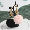 Porte-clés strass ours coeur amour boule en peluche porte-clés pendentif dame sac sac à main accessoires mignon pompon cadeau