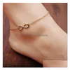 Foot Jewelry Charm Anklets Bracelets Lucky 8 Word Anklet For Women Beach Pool Party Ankle Bracelet Drop Delivery Dhamw