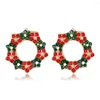 Stud Earrings Trendy Santa Claus Christmas Tree For Women Crystal Snowman Ear Jewelry Gifts