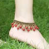 Anklets European and American Bohemian Retro Female Anklet Round Beads Semi-precious Stones Hand-woven Beach Holiday Women's Anklet Q231113