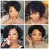 Hair Wigs Short Curly Pixie Cut Human for Women #1b Brown Brazilian Remy High Density Glueless Side Part 230413