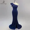 Een schouder stijl sexy backless avond prom split side open zeemeermin feestjurk vestido de festa vintage robe longue 201119309e