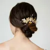 Klipsy do włosów Retro barokowy grzebień kwiatowy ślub ślubny Złoty kolor liści kryształka Perła Perła Akcesoria dla kobiet tiara