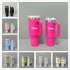 H2.0 30oz Reusable Tumbler with Colored Handle and Straw Stainless Steel Insulated Travel Mug Tumbler Insulated Tumblers Keep Drinks Cold