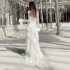 Vintage Boho koronkowa sukienka ślubna Train Court Długie rękawy Wskaźnik A-line plażowa suknie ślubne Sheer Jewel Neck Sexy Bohemian Vestido de Novia 2023