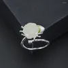 Pierścienie klastra Nefrite Jade Stone Pierścień Lotus Kwiat Biżuteria 925 Srebrna Regulowane Walentynkowe Prezenty na ręce Fine