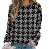 Kvinnors hoodies Houndstooth grafisk kvinnlig långärmad modern abstrakt design rolig casual hoodie vinter hip hopp överdimensionera tröjor