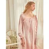 Women's Sleepwear 2023 Vintage Nightgown Spring Women Long Sleeve Nightdress Retro Homewear Dress Girl Plus Size Lingere H763