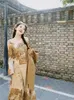 Robes décontractées automne manches longues taille enveloppe rétro style unique imprimé tempérament robe de haute qualité pour les femmes élégantes douces minces