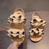 Sandals Fashion Girls Beach Sandals Casual Lotus Leaf Comfortable Soft Bottom Hook Loop Beach Shoes For Kids Children's Toddler Flats 230412