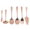 Dijkartikelen Sets 6-delige serveerwedstrijd Flatware Zilverware Set Uitgevoer Inclusief Cake Server Slotted Lepoon Rose Gold