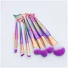 Arts And Crafts Professional 7Pcs Mermaid Makeup Brushes Set Eyebrow Eyeliner Blush Blending Contour Foundation Cosmetics Brush Kit Dhexm