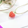 Pendant Necklaces Cute Strawberry Ceramic Necklace Ladies Girl Sweet Fashion Wax Rope Sweater Chain 2023