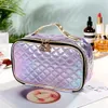 Cosmetic Bags fashion pu portable cosmetic case makeup bag casual square lattice women storage wash 231113