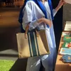 HBP Causal Womens Totes Fashion Straw Beach Shopping Bag Stripe Design Sacs à main de grande capacité Sac à bandoulière Sangle réglable