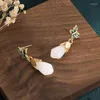 Серьги-грибы нефрита для женских украшений костюмы золотоизоля
