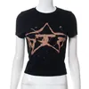 Camisoles Tanks Xingqing 2000s Star Print Crop Top Women Shimtleseve Graphic T Shirts Baby Tee Y2K Clothes Fairy Grunge Vest Goth Clothing 230412