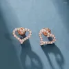 Stud Earrings S925 Sterling Silver Heart-shaped With Zircon Earring Simple Elegant Gift For Girlfriend Valentine's Day