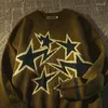 Męskie swetry Y2K Men Sweater Harajuku styl gwiazda drukuj luźne dzianiny pullover streetwear kobiety gotycka vintage ponadwymiarowa