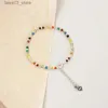 Anklets Ashiqi Summer Jewelry Natural Stone Agate 925 여성용 스털링 실버 앤 렛 혼합 색상 Q231113