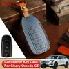 Nyckelringar Tonlinker Car Dedicated Leather Nyckelfodral för Chery Omoda C5 2022-present Holder Shell Remote KeyChain Accessories J230413