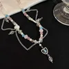 Choker Bohemian Beaded Loves Heart Necklace Colored Round Bead High-Grade Crystal Summer Resin Jewelry